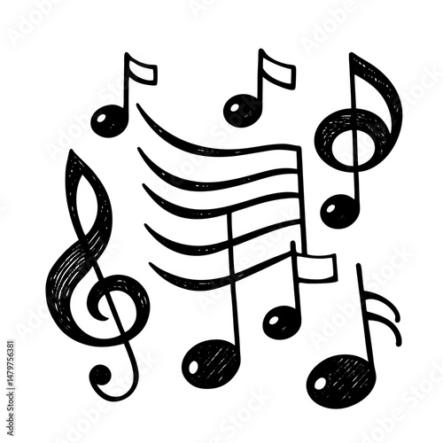 Hand Drawn Music Note Symbol Colection