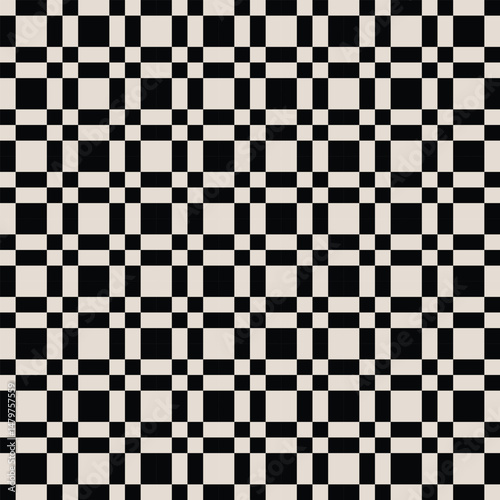 Seamless black and white mid century modern geometric pattern for backgrounds, fabric design, home decor.