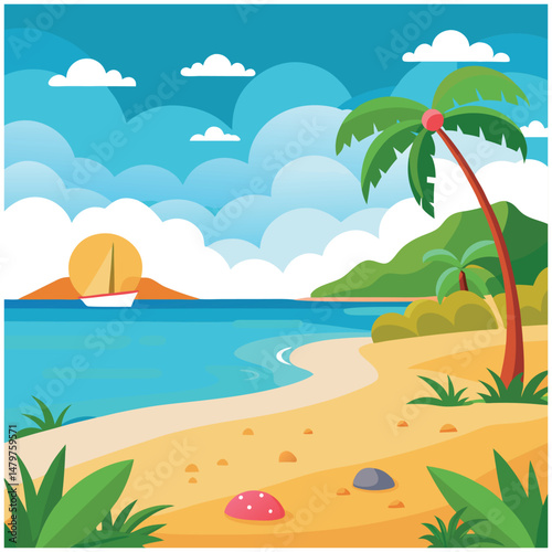 beach tree illustration