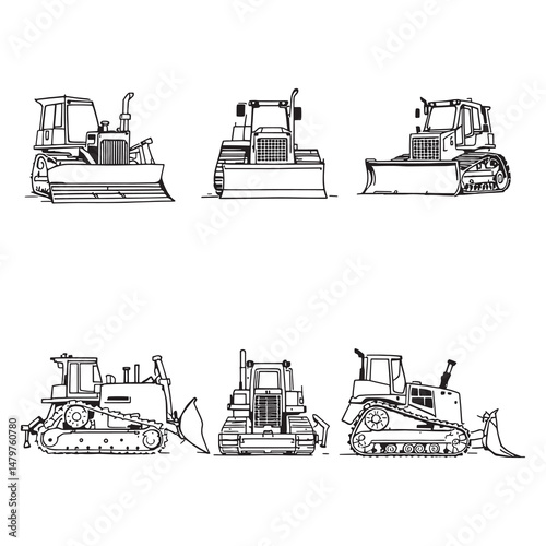 simple bulldozer machine illustration for construction project
