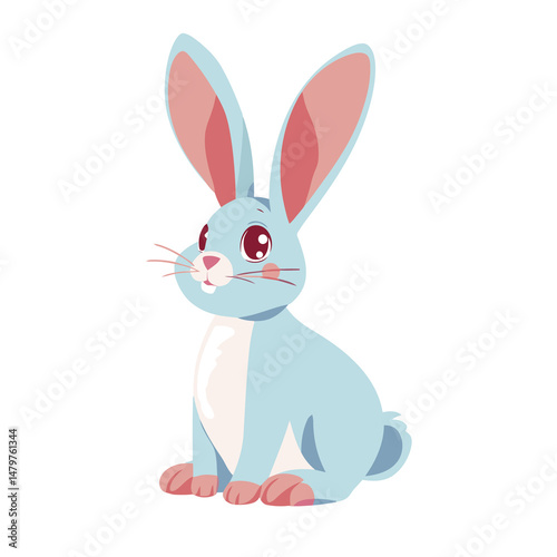 Vector cute rabbit holding easter eggs