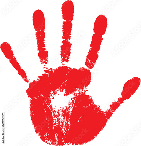 Bloody Handprint Vector, Red Bloody Hand Print Graphic, Horror Handprint Symbol Illustration