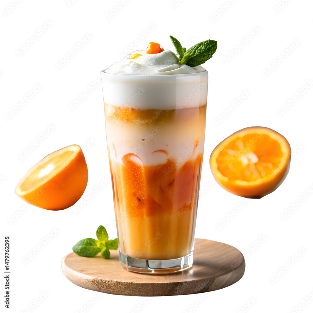 Iced fruit cocktail with lemon, lime, and fresh mint in a glass Iced fruit cocktail with lemon, lime, and fresh mint in a glass