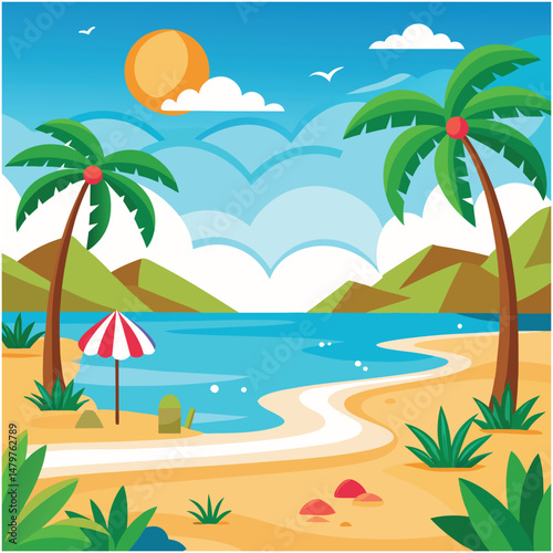 beach tree illustration