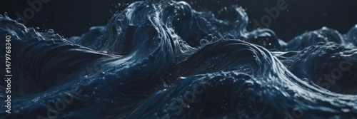 Deep blue flowing water, abstract swirls, fluid motion , abstract background, flow, graphics