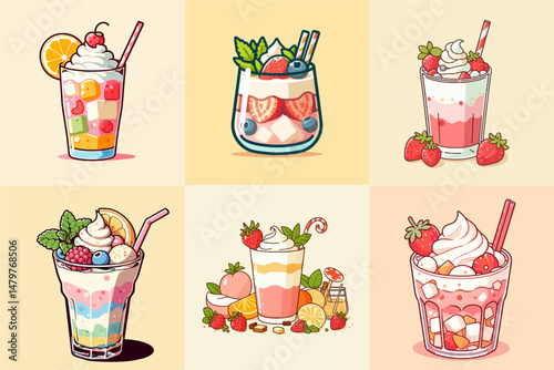 collection of Eton mess dessert illustration