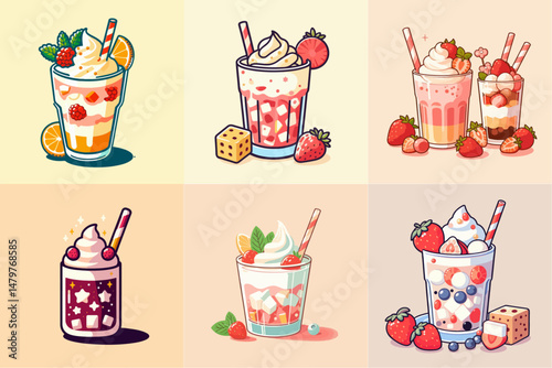 collection of Eton mess dessert illustration