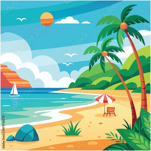 beach tree illustration