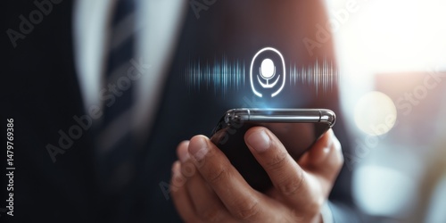 Technology enhances communication through voice commands on mobile devices in a professional setting photo
