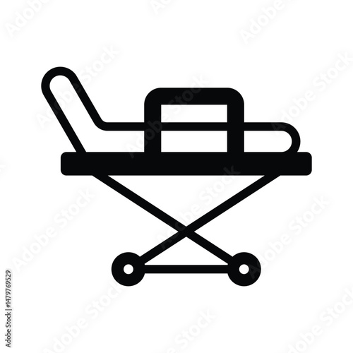 A glyph style icon showing hospital stretcher