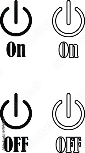 Power on or off button icon set. Turn on and turn off switch button. On and off toggle switch buttons. On and off vector with red and green color collection isolated on transparent background.