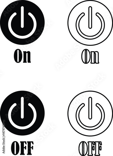 Power on or off button icon set. Turn on and turn off switch button. On and off toggle switch buttons. On and off vector with red and green color collection isolated on transparent background.