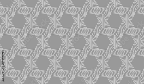 Geometric seamless pattern with optical illusion effect 3D weave. Pattern of regular hexagons