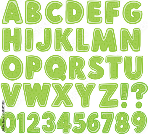 Citrus fruit typography font lettering ABC cartoon vector text