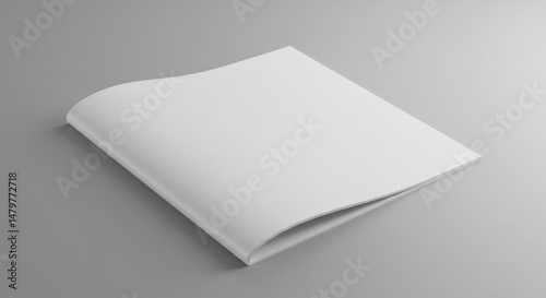 Minimalist White Magazine Mockup on Subtle Gray Backdrop for Creative Design