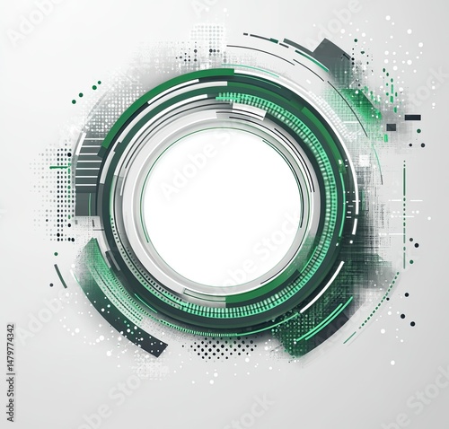 vector circle green and grey tech background vector with white space in the middle for text
