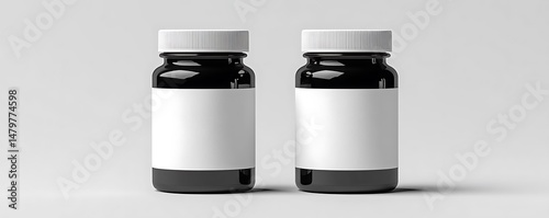 Two supplement jars, blank labels, studio