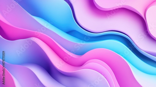 Colorful wavy lines are layered abstractly in pink, blue, and purple. This background is perfect for modern presentations and graphic designs.