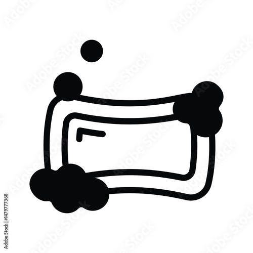 Creatively designed glyph icon of soap with bubbles