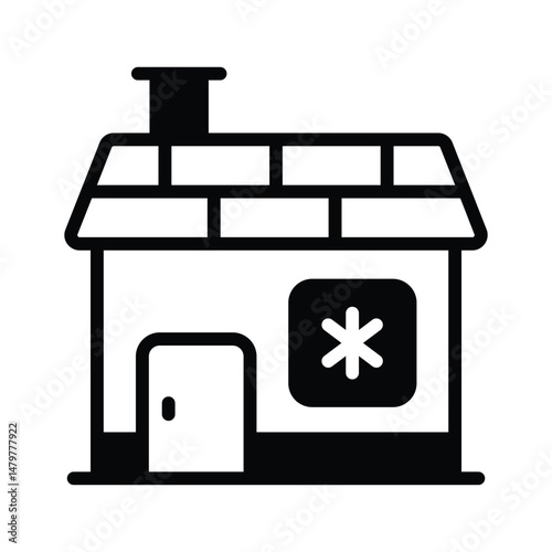 A customizable glyph style icon of showing clinic building