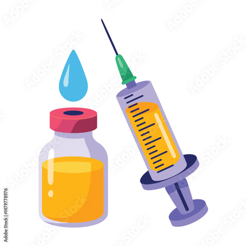 Vaccine Syringe and Vial Illustration