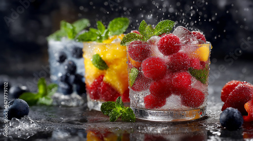 Refreshing summer drinks with bright fruits.