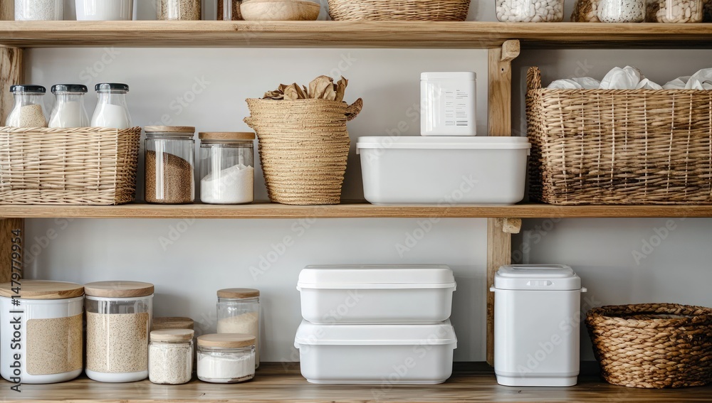 custom made wallpaper toronto digitalOrganized kitchen pantry shelves with natural storage containers