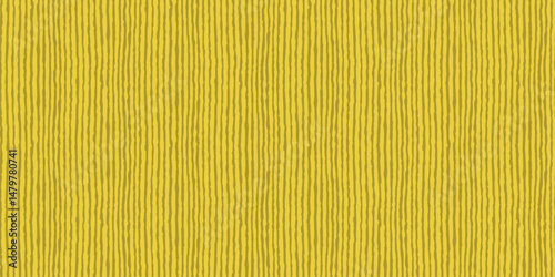 Abstract horizontal striped seamless pattern with hand drawn pencil textured lines. Fun background with sketchy scribble stripes in mustard yellow colors. Bright abstract vector seamless wallpaper.