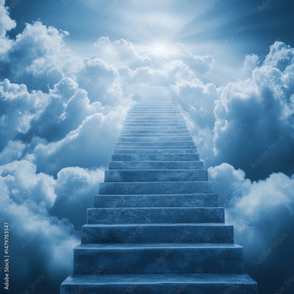 Stairway to Heaven Leading to Bright Light Among Clouds Symbolic Journey Upward Spiritual Ascent Concept Stairway to Heaven Leading to Bright Light Among Clouds Symbolic Journey Upward Spiritual Ascent Concept
