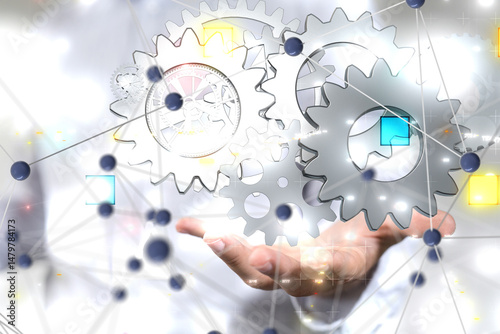Cuadro en lienzo gear Technology background. Big data concept