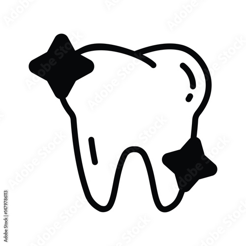 Catch a sight of this trendy glyph icon of clean tooth