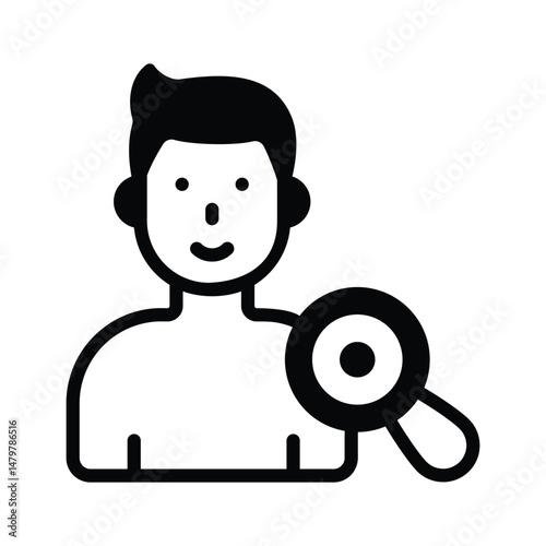 Check patient with magnifier, icon designed in glyph style