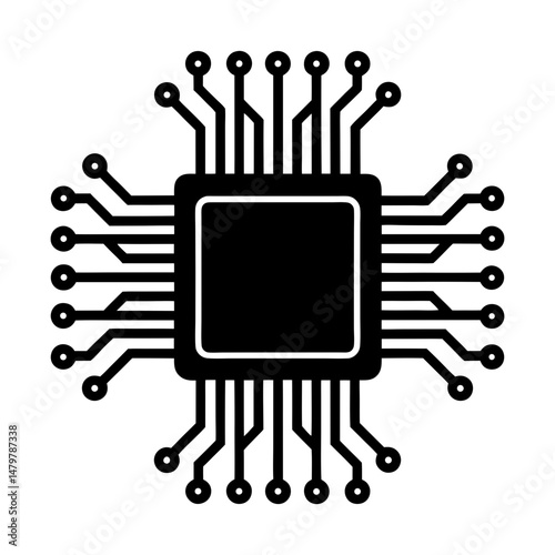 Integrated Circuit (IC) silhouette vector