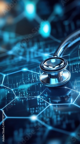 Wallpaper Mural Stethoscope on futuristic digital interface showing healthcare technology and medical innovation concept close up Torontodigital.ca