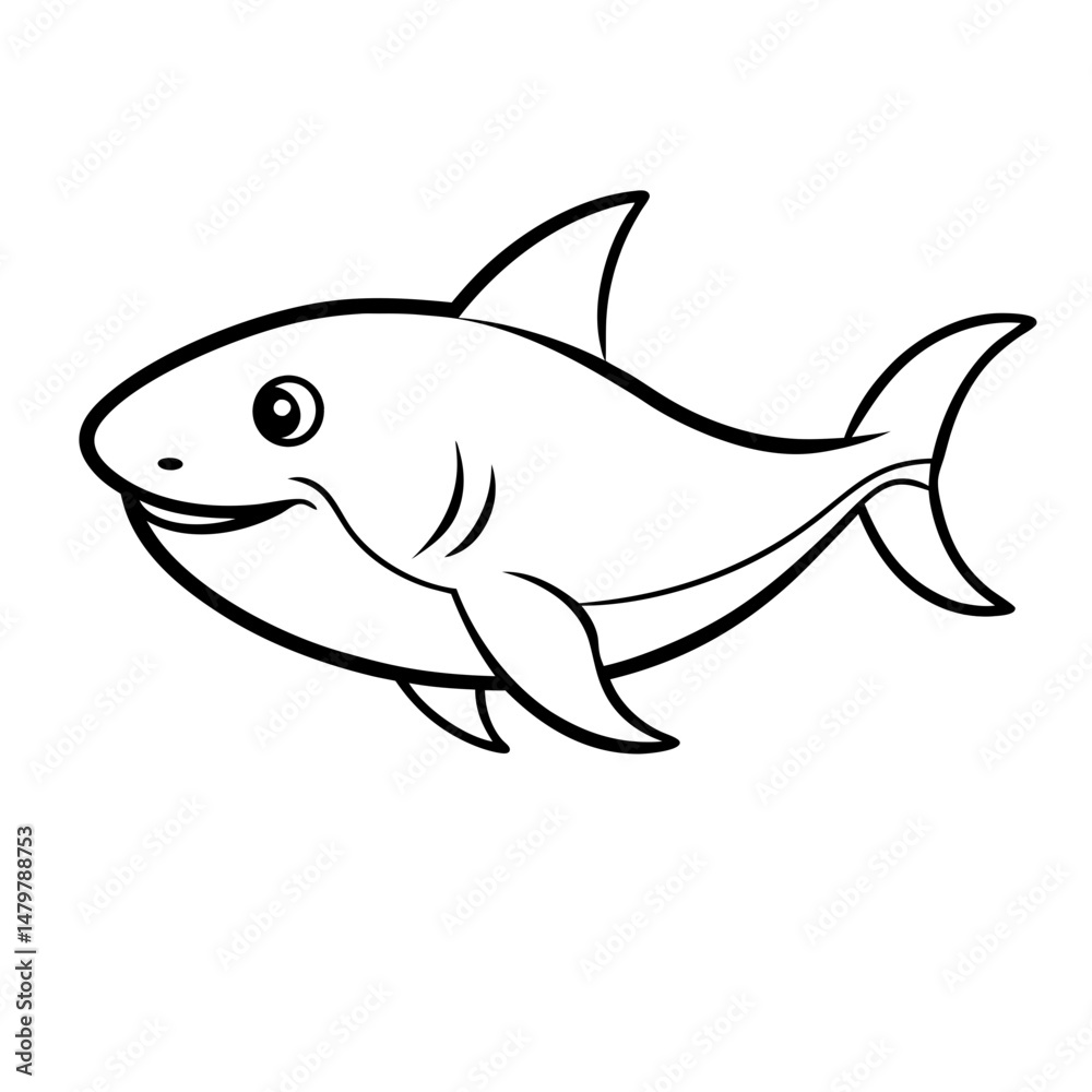 Fototapeta premium Baby Shark Outline Icon