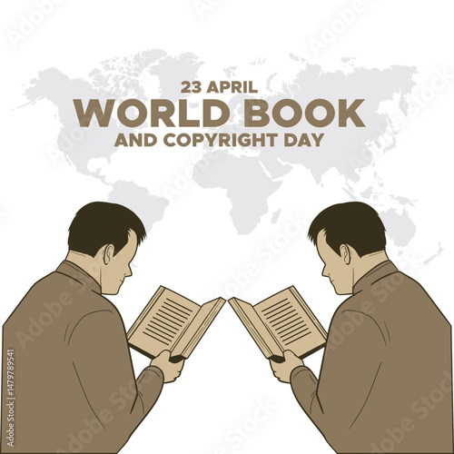 World Book and Copyright Day design, vector illustration, World book and copyright day. International Day of the Book or World Book Days. Promotion of reading, publishing and copyright. April 23.