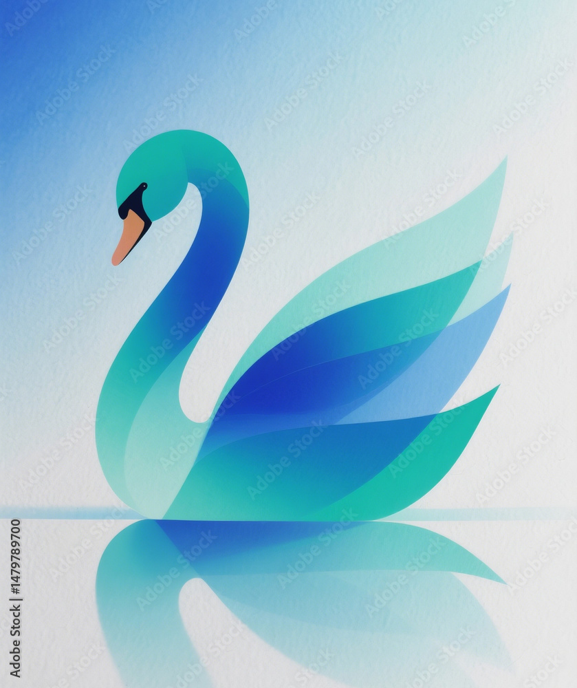 Fototapeta premium swan on blue background