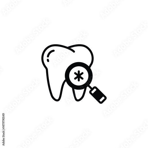 Check this glyph style icon of dental checkup with magnifier