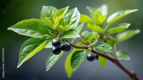 Nightshades glossy berries amidst lush foliage