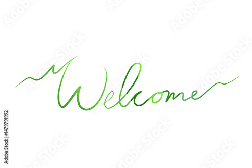 Elegant handwritten thank you in green watercolor brush script with minimalistic wave accents, perfect for greeting cards, invitations, and nature-inspired themes. Png transparent illustration