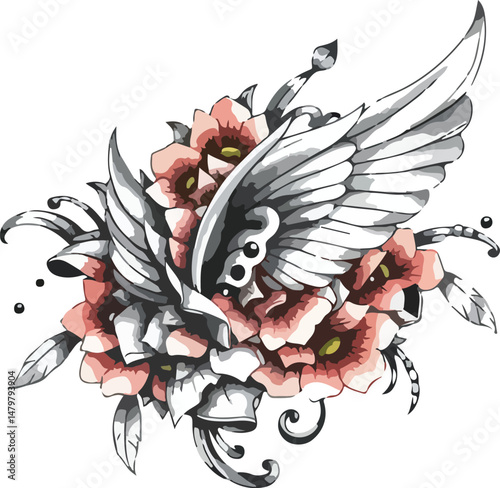vector illustration of an angel wings