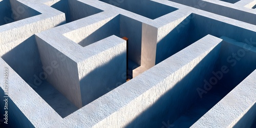 Wallpaper Mural Close-up, top-down view reveals complex white maze or labyrinth with intricate pathways, distinct shadows. Structure is clean, featuring striking minimalist design. Torontodigital.ca
