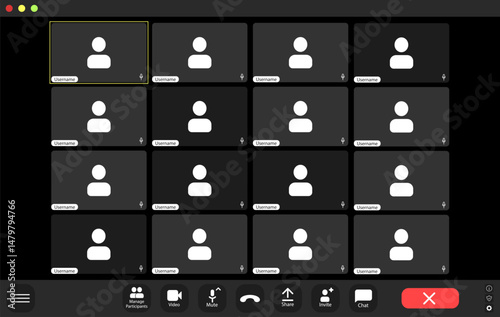 Video conference user interface, video conference calls window overlay.