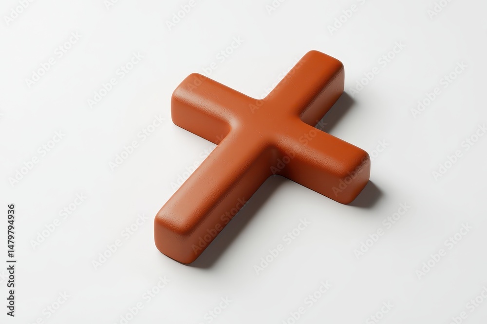Obraz premium A Simple Brown Wooden Cross Isolated on White Background Religious Symbol