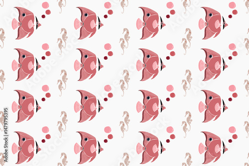 Sea animals pattern, summer, beach, colorful, seamless vector pattern, hand drawn, perfect for kids wear, clothing, decoration, wall, beach shirt or even packaging.