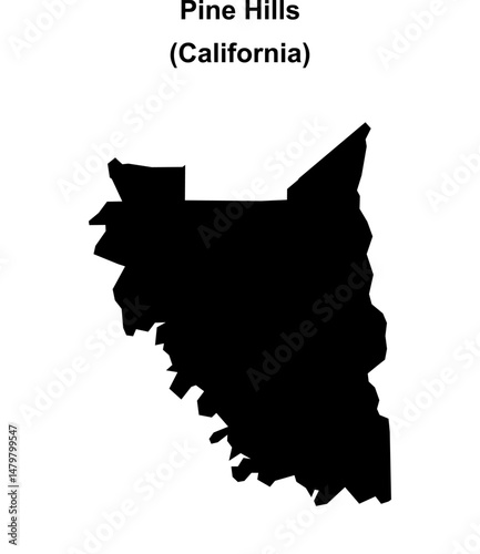 Pine Hills (California) blank outline map
