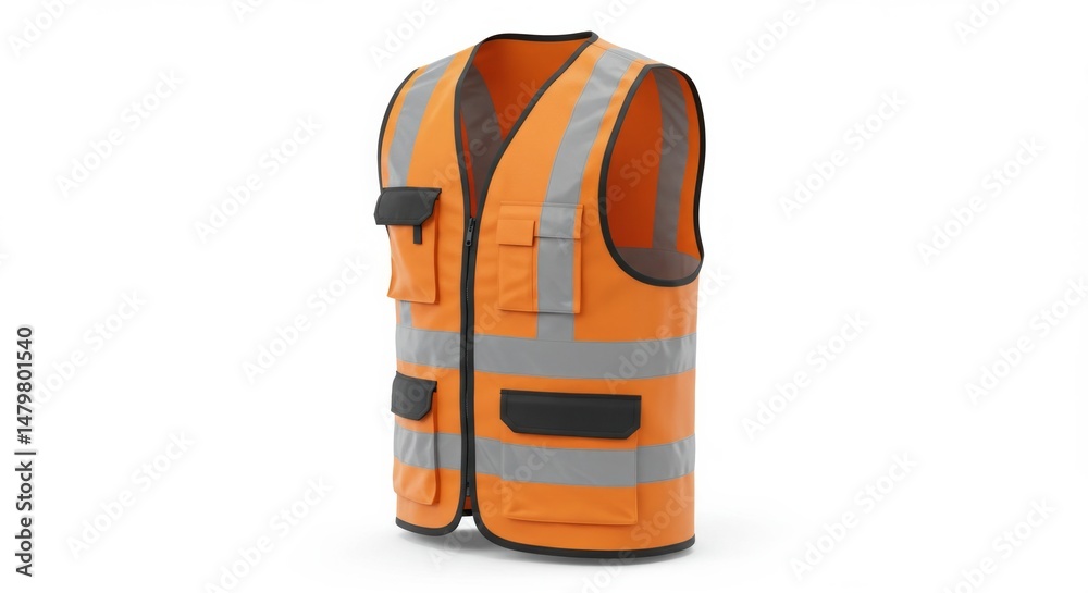 Naklejka premium Bright safety vest for construction workers or roadwork crews equipment
