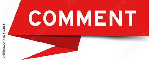 Redcolor speech banner with word comment on white background