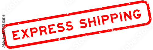 Grunge red express shipping word square rubber seal stamp on white background