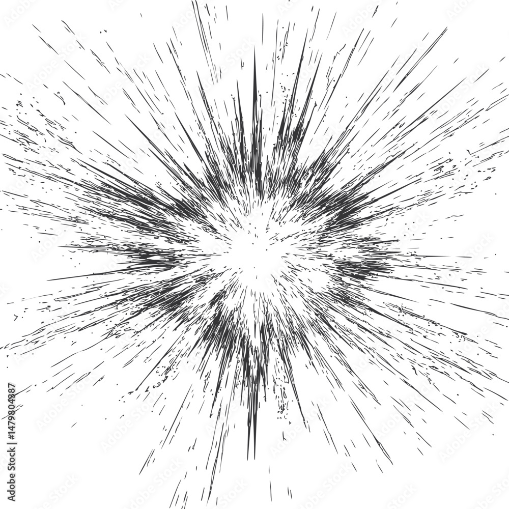 Fototapeta premium Abstract black and white radial explosion lines pattern. Vector illustration